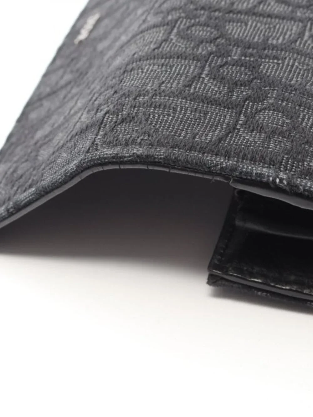 Dior Bifold Wallet Autumn Blue Jacquard Black Canvas Auction Zip Long